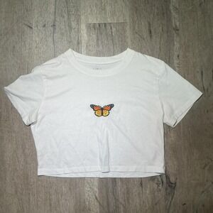 J. Galt white butterfly crop top